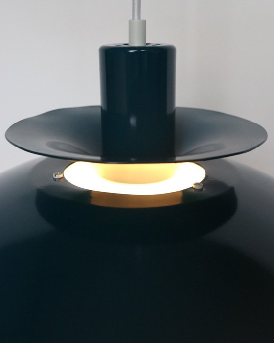 Image 1 of Lampada a sospensione vintage design danese lampada a ciotola blu petrolio retrò