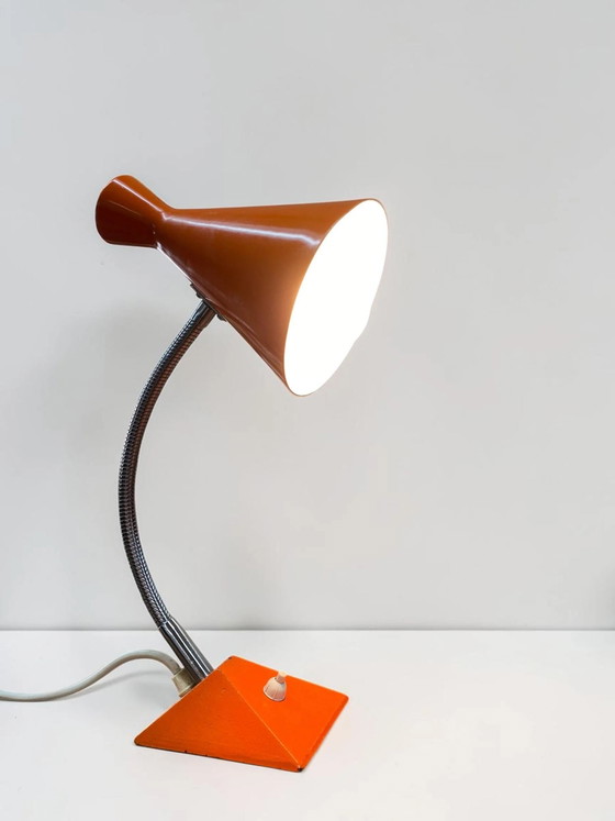 Space Age Tafellamp Oranje Jaren 70 | Vintage Mid-Century Bureaulamp | Retro Design Lamp – Tafellampen, Metal (photo 8 of 18)