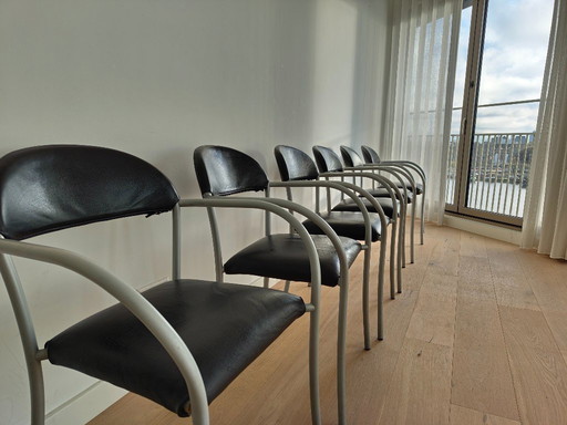 Set van 6 Zanotta eetkamerstoelen