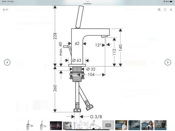 Image 1 of Hansgrohe AXOR Citterio Waschtischarmatur – mit neuem Chromablauf