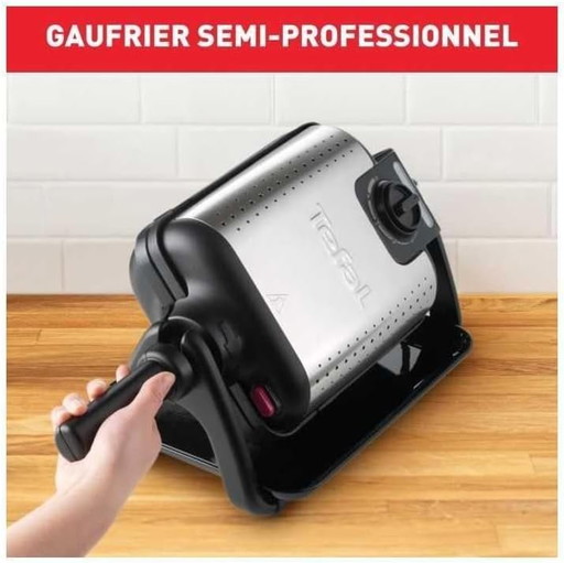 Tefal Gaufrier semi professionnel, 1200 W, Thermostat réglable, Voyant lumineux, Poignée rotative et rabattable, Résultat parfai