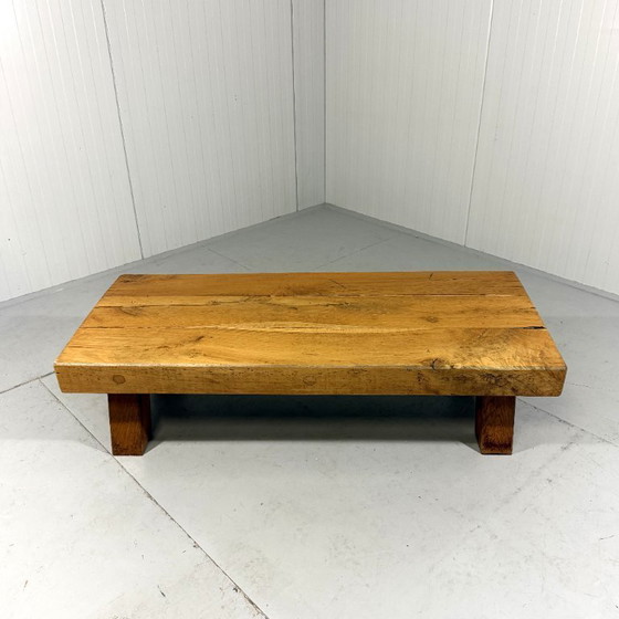 Image 1 of Brutalist robust hardwood coffee table 1960s