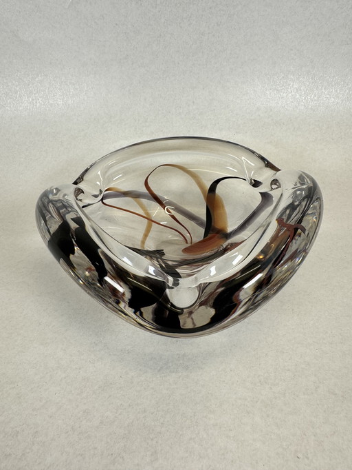 Signed glass bowl by Max Verboeket - Kristalunie Maastricht - ca. 1965