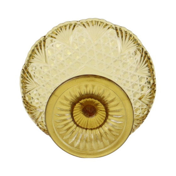 Frutero alto Art Déco color ámbar, cristal de la época de la Gran Depresión, 17 cm. – Accesorios de mesa (photo 9 of 13)