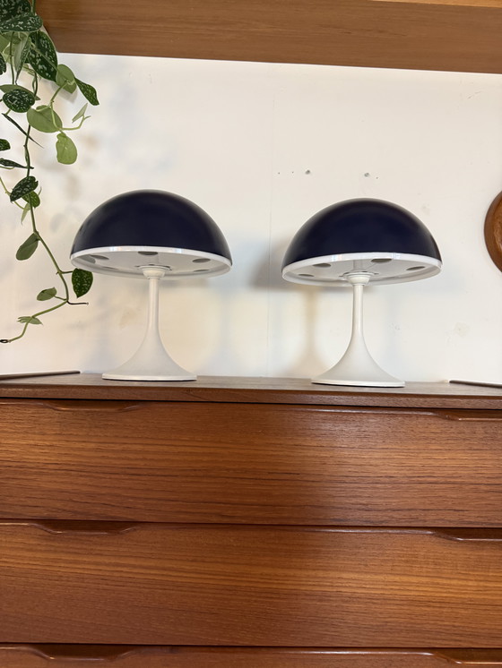 Image 1 of Set di 2 lampade da tavolo vintage a forma di fungo anni '80