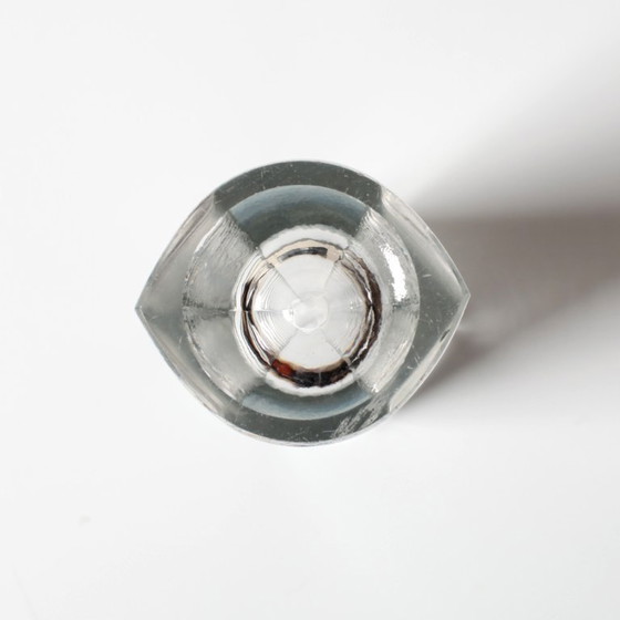 Image 1 of Mid-century Stylish Clear Pressed Glass Vintage Vase by Miloš Filip / Nemšová / Czech Republic / 1962
