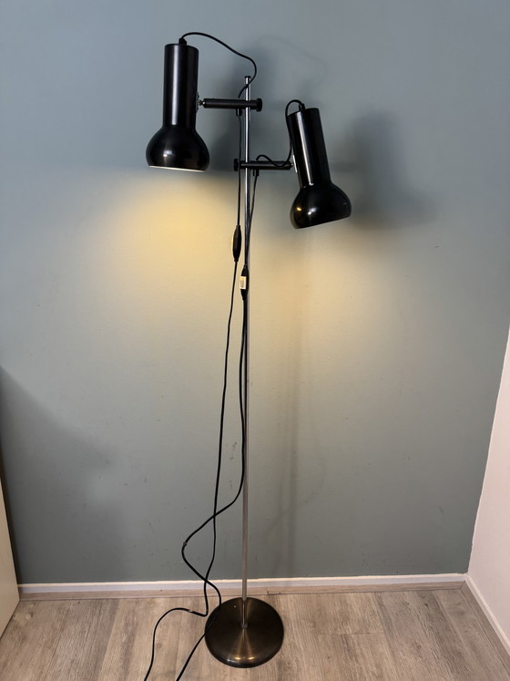 Lampadaire Vintage Design Danois - Mid-Century Avec Abat-Jour Réglables – Metal, Chrome (photo 12 of 13)