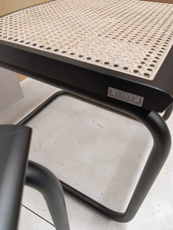 Image 1 of ALIVARMVSEVM 104. SET of 2 CESCA B32 Chairs (NEW) in Black Frame Limited Edition 