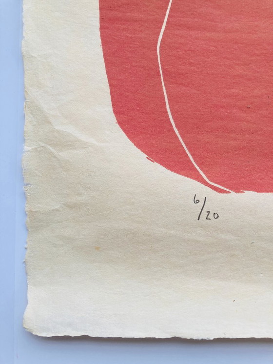 Image 1 of Libbe Venema - Figura vintage rosa - anni '70/'80 - Linoleografia