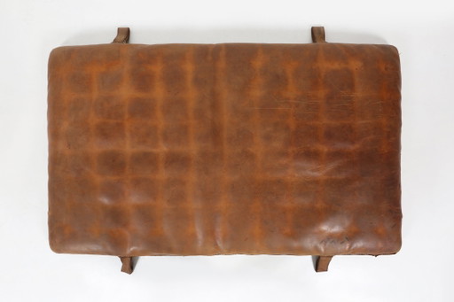 Tapis de gymnastique vintage en cuir épais, Belgique 1930S
