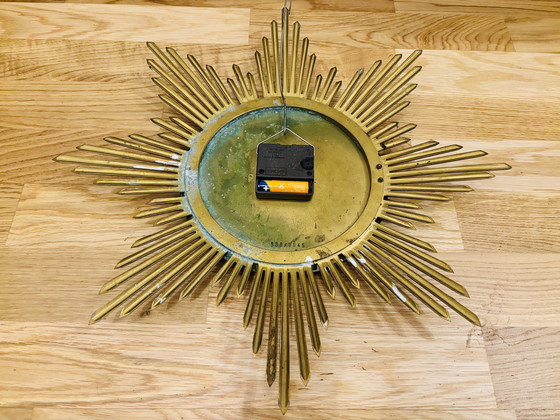 Image 1 of Orologio murale sunburst Junghans - Années 1960 laiton 45cm vintage