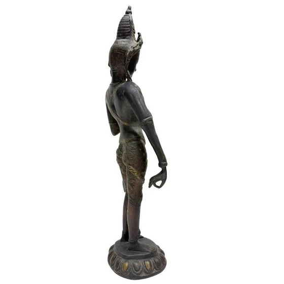 Antique Standing Tara - Bronze - Himalaya - 42 cm – Sculpture (photo 4 of 10)