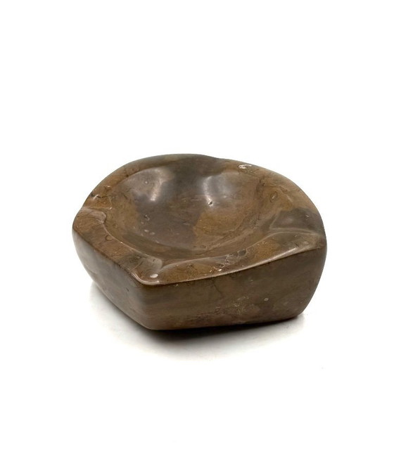 Image 1 of Luxury fossil brown marble ashtray bowl, France 1970s