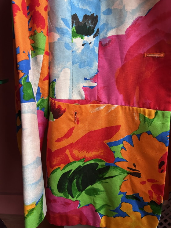 Image 1 of Vintage Moschino Couture zijden blazer – Made in Italy – kleurrijke floral print