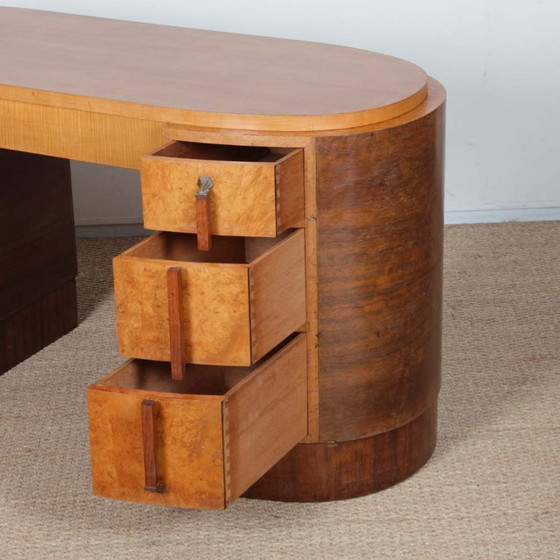 Image 1 of Coiffeuse/bureau en bois datant des années 1930