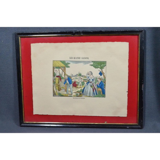1920s Set of 4 French Imagerie Pellerin “Four Seasons” Hand-Colored Prints, Epinal – Art Prints, Paper (photo 15 of 17)