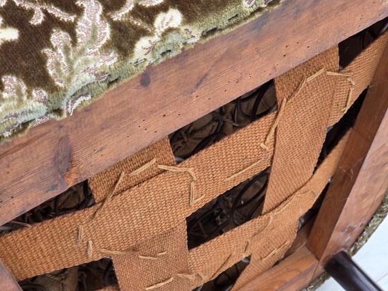 Image 1 of Poltrona danese, anni '50, rivestimento in velluto verde, gambe in legno di frassino.