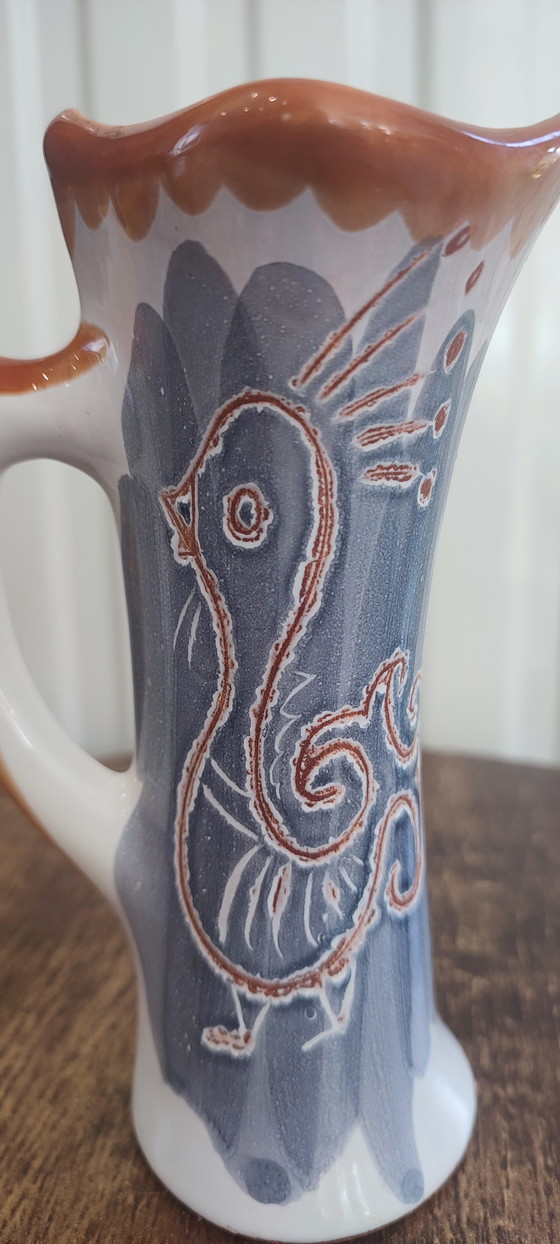 Image 1 of Pitcher by Margot Plançon Le Mont-Dore Double-sided decoration from the 50s