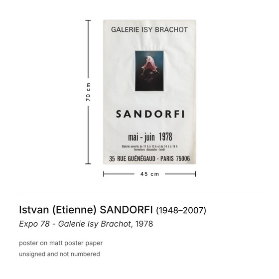 Image 1 of Istvan (Etienne) SANDORFI Expo – Galerie Isy Brachot Plakat 1978