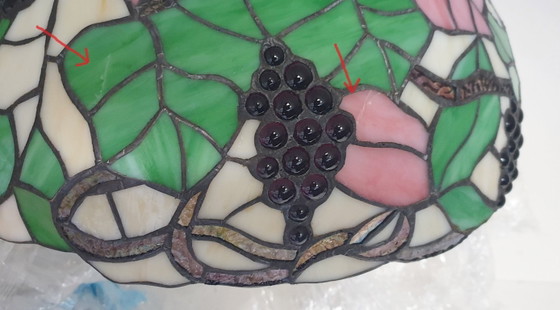 Image 1 of Large (40cm) Tiffany / stained glass grape pendant lamp
