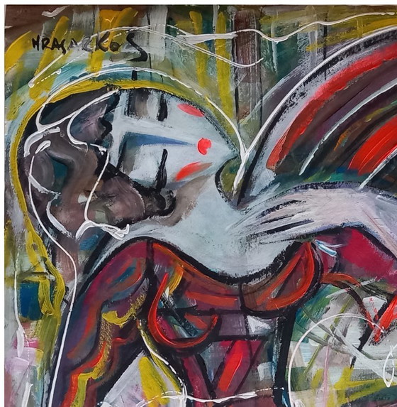 Image 1 of Hrasarkos - Fille Au Parapluie - Peinture Acrylique