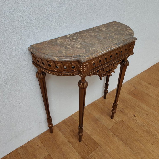 Image 1 of Console table wall console side table marble top and mirror