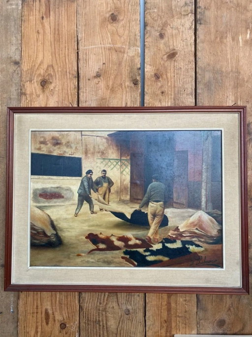 Dipinto Olio Su Tela - "La Conceria" G. Barbero – lijsten, Wood