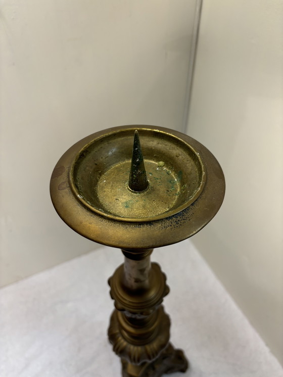 Image 1 of Vintage bronzen kaarsenstandaard 