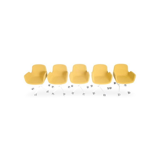Set van 5 originele S131 Lapalma stoelen met armleuningen van Hee Welling-stof.