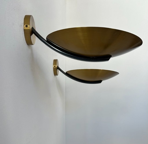 Paar vintage messing wandlampen, Frankrijk 1970