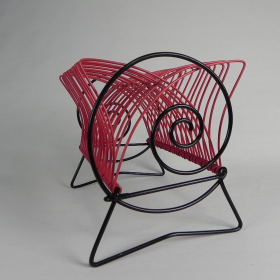 Record rack for singles or LPs, 1950s – Magazine rack, Iron, Plastic (photo 8 of 10)