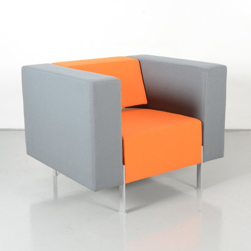 Kinnarps Pio 951W fauteuil, grijs / oranje – Metal, Textile
