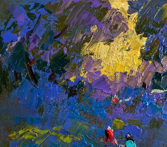 Image 1 of Original Oil Painting Summer Nature Landscape Warm moments among loved ones