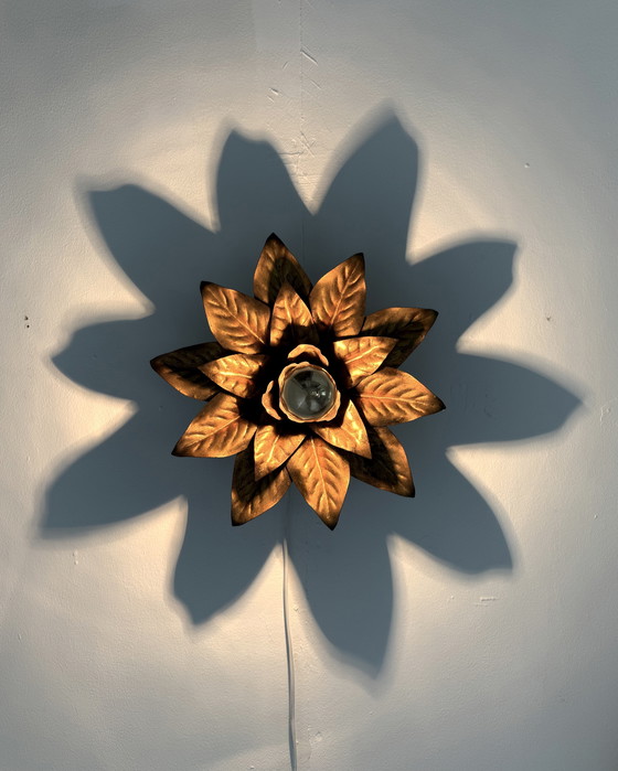 Image 1 of Vintage gilded floral wall lamp, Hans Kögl '60