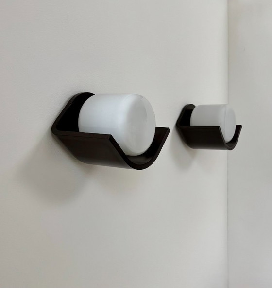 Image 1 of Coppia di applique vintage, Europhane, ABS e vetro opalino, Francia, 1980