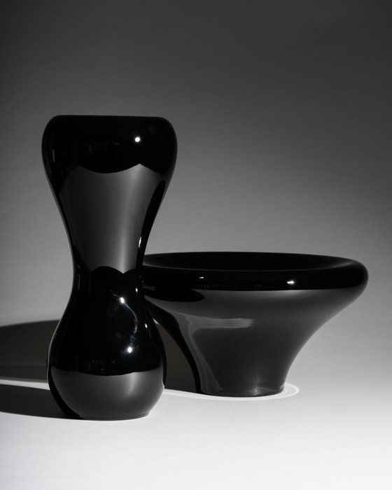Image 1 of Rosenthal Studio-Line Baobab Vase & Bowl Emmanuel Babled Black Porcelain Germany