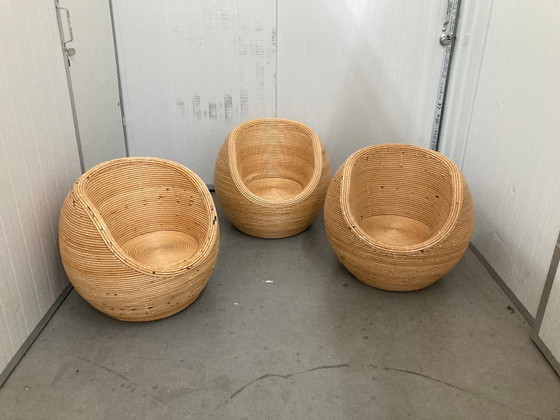 Image 1 of Conjunto de Ratán Bambú Niños Sillón Mid - Century Gabriella Crespi Style