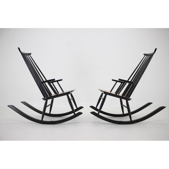 Image 1 of Pair of vintage Varjosen Puunjalostus beechwood rocking chairs, Finland 1960s