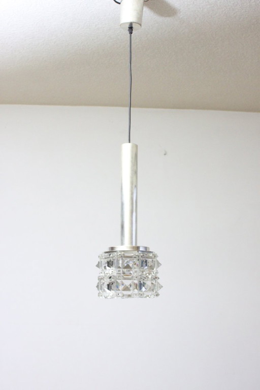 Suspension vintage en verre à facettes, années 1970