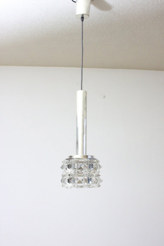 Image 1 of Lampada a sospensione vintage in vetro sfaccettato, anni '70