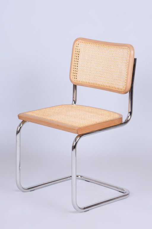 Gerestaureerde Bauhaus Cesca Stoel, van Marcel Breuer, Chroom, Beuken, Italië, jaren 80