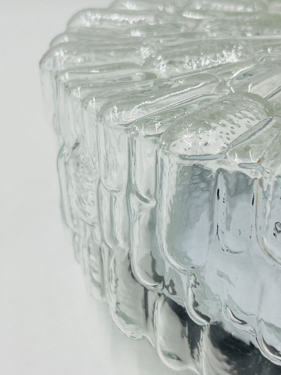 Massive modernist ceiling light in molded glass (photo 5 of 12)