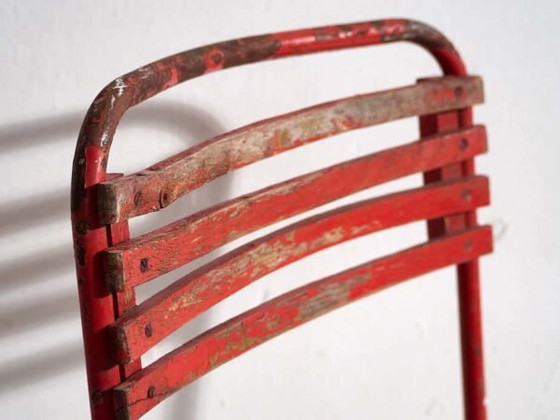Sedie da giardino rosse antiche (c.1920). Set di 4 pezzi #37 – Wood, Iron (photo 27 of 40)