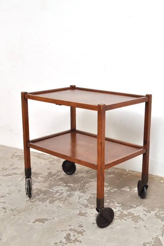 Image 1 of Vintage eiken trolley / serveerwagen jaren 50