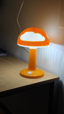 Vintage IKEA Skojig table lamp in orange. Mushroom, Cloud lamp. 1990s
