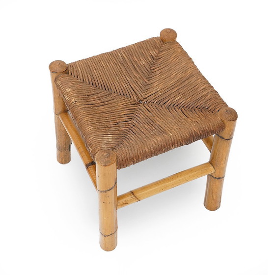 Image 1 of Par de taburetes de ratán y paja tejida, años 60