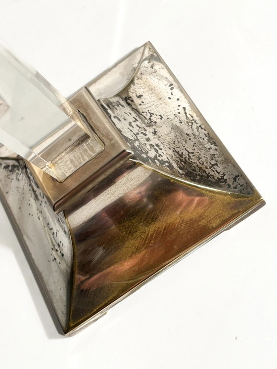Set of 3 1970s Plexiglass and Silver-Plated Metal Candle Holders – Decorative Objects (photo 12 of 12)
