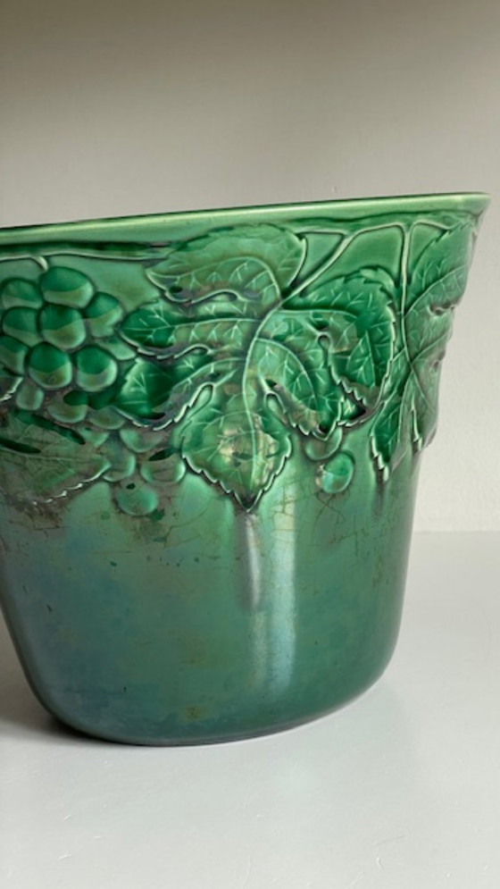 Image 1 of Cache-POT Barbotine GIEN France Vintage