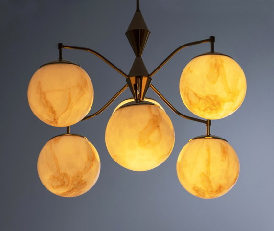 Image 1 of Vintage Marbled Glass Chandelier, 1960s–1980s, Czechoslovakia
