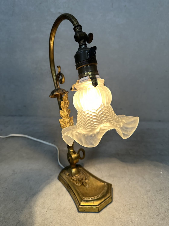 Image 1 of Art nouveau table lamp - flower
